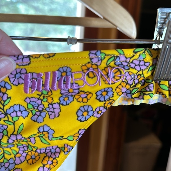 Billabong Yellow Floral Low Rise Cheeky Bikini Bottom Size XL - Picture 5 of 5